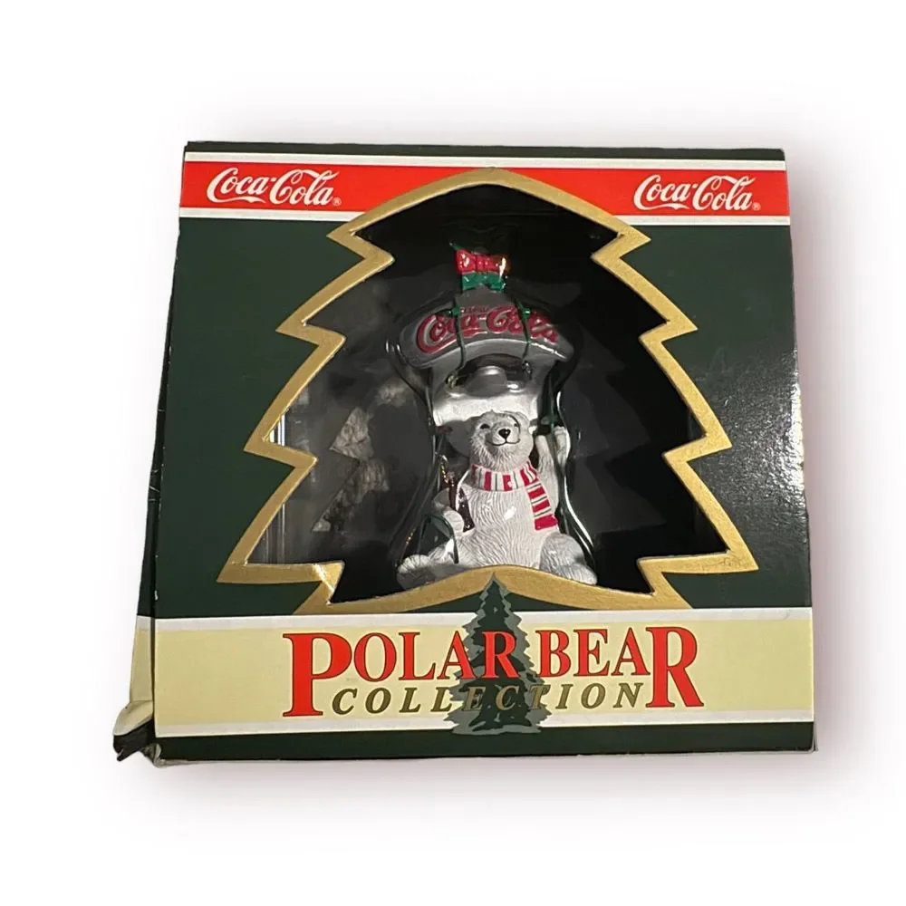 Coca-Cola Polar Bear Collection Christmas‎ Ornament Set Of 8 1995 NIB with Plush - Picture 5 of 12